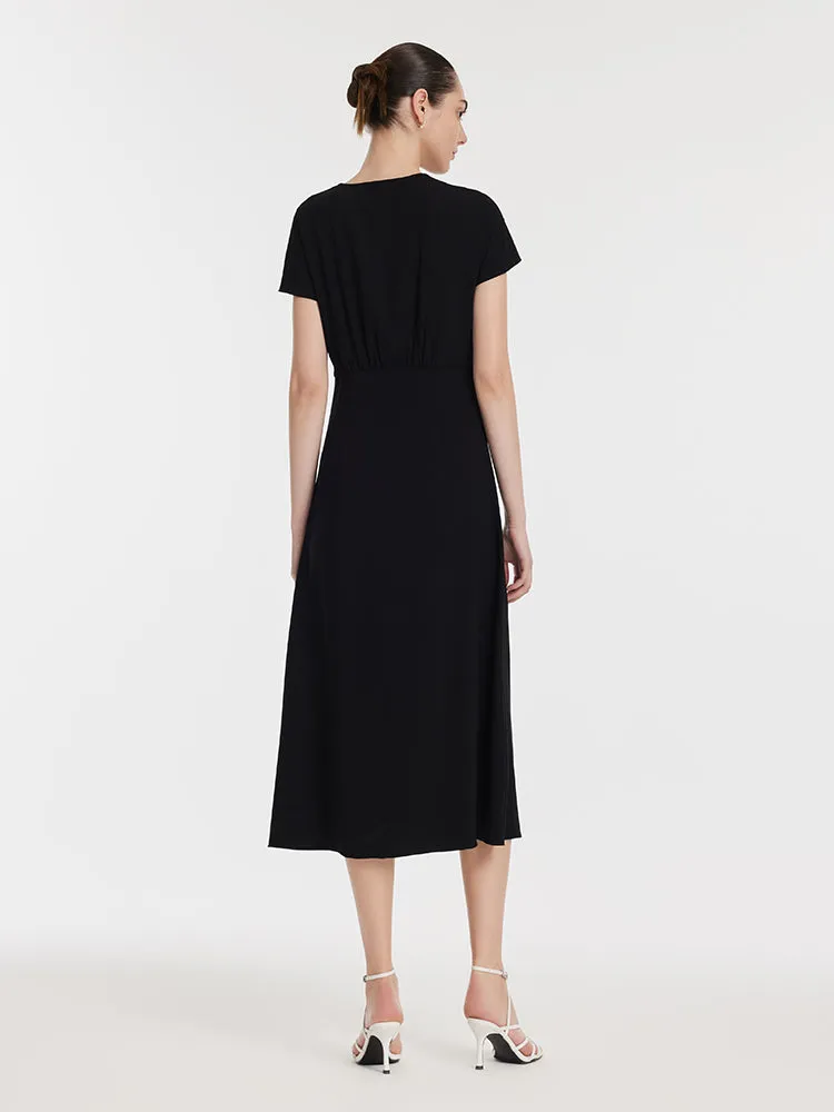 Triacetate V-Neck Ruched Women Midi Dress sold by Goelia product image thumbnail 5