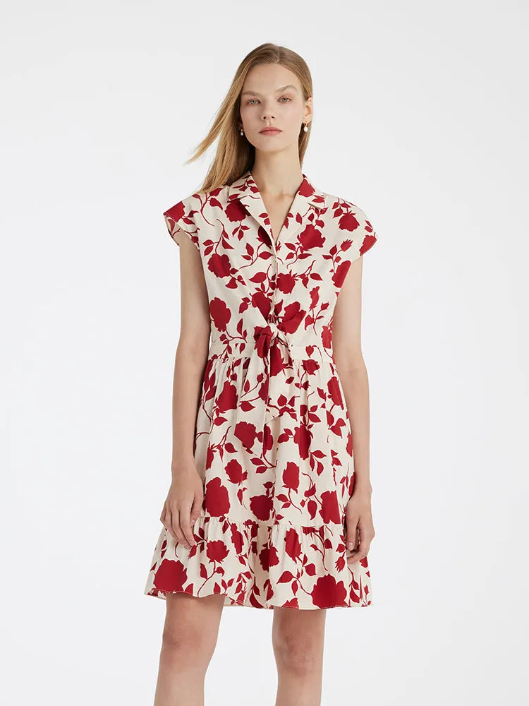 Rose Print Knotted Women Mini Dress sold by Goelia product image thumbnail 2