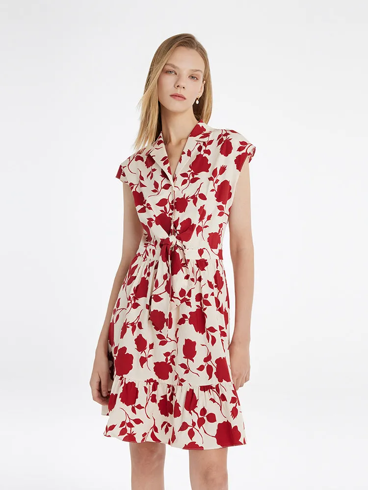 Rose Print Knotted Women Mini Dress sold by Goelia product image thumbnail 3