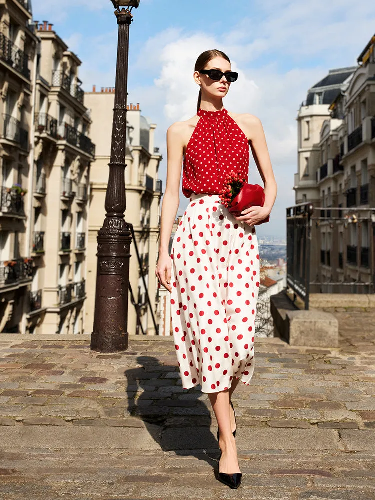 16 Momme Mulberry Silk Polka Dots Print Women Half Skirt sold by Goelia product image thumbnail 4