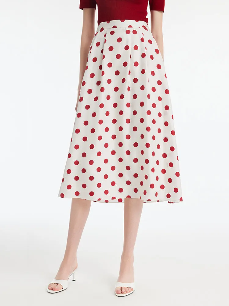 16 Momme Mulberry Silk Polka Dots Print Women Half Skirt sold by Goelia product image thumbnail 5
