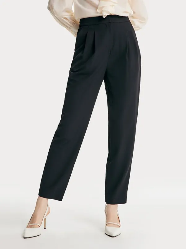 Black Ruched Narrow Leg Pants sold by Goelia