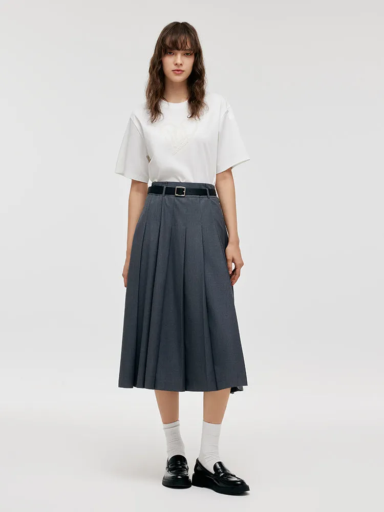 A-Line Women Pleated Skirt With Belt sold by Goelia product image thumbnail 2