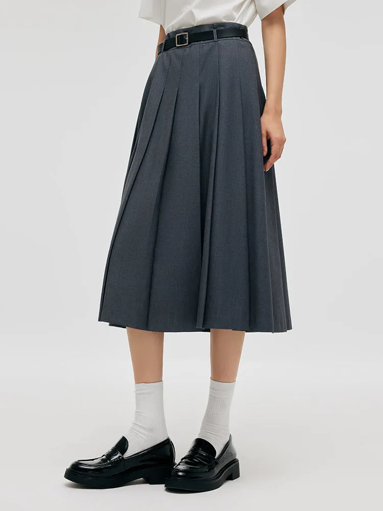 A-Line Women Pleated Skirt With Belt sold by Goelia product image thumbnail 5