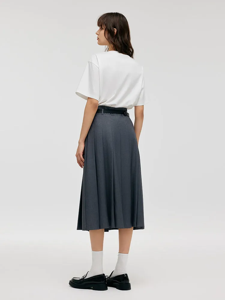 A-Line Women Pleated Skirt With Belt sold by Goelia product image thumbnail 3