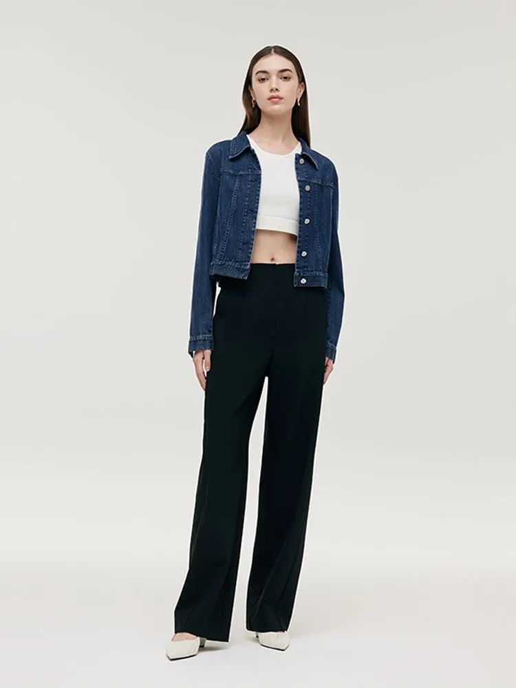 Denim Lapel Single-Breasted Women Crop Jacket sold by Goelia product image thumbnail 2