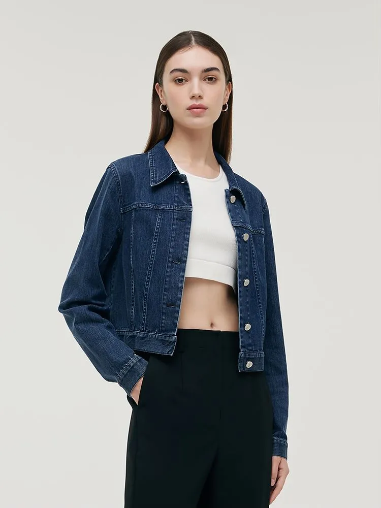 Denim Lapel Single-Breasted Women Crop Jacket sold by Goelia product image thumbnail 4