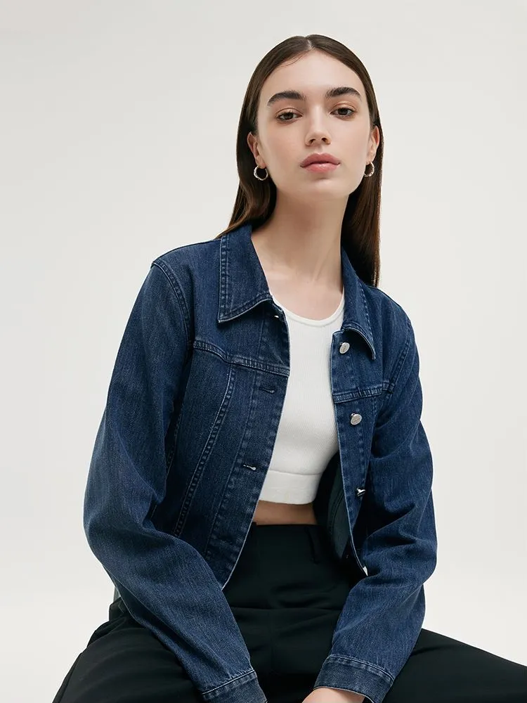 Denim Lapel Single-Breasted Women Crop Jacket sold by Goelia product image thumbnail 5