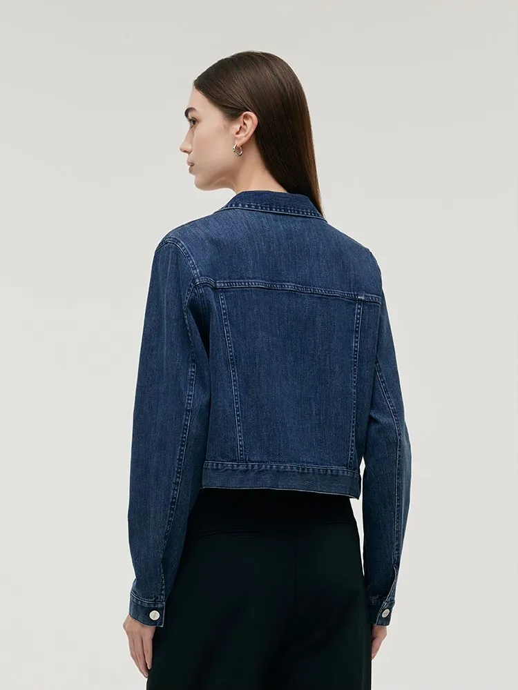 Denim Lapel Single-Breasted Women Crop Jacket sold by Goelia product image thumbnail 3