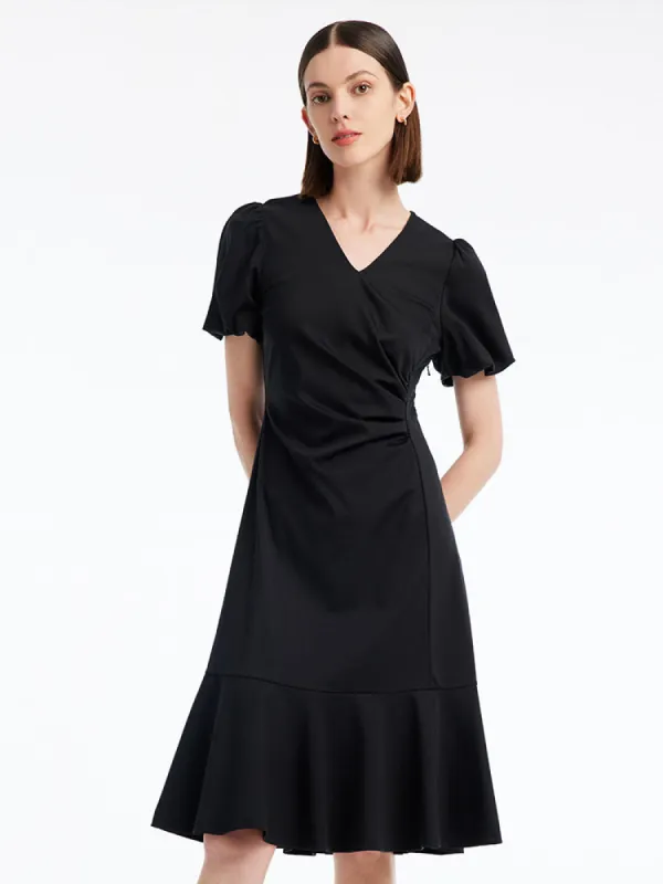 Ruched Mermaid V-Neck Midi Dress sold by Goelia