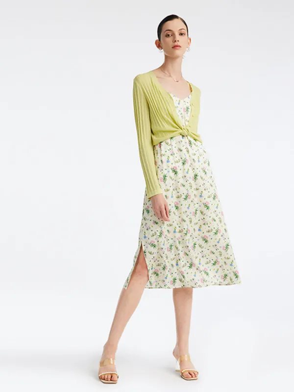 Green Mulberry Silk Women Cardigan sold by Goelia