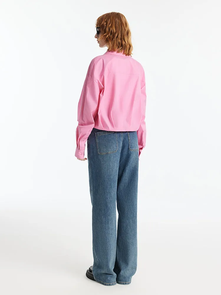 Heart-Shaped Sequins Women Crop Shirt With Pleated Hem sold by Goelia product image thumbnail 4