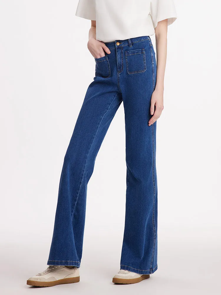 Denim Flared Women Jeans With Patch Pockets sold by Goelia product image thumbnail 5