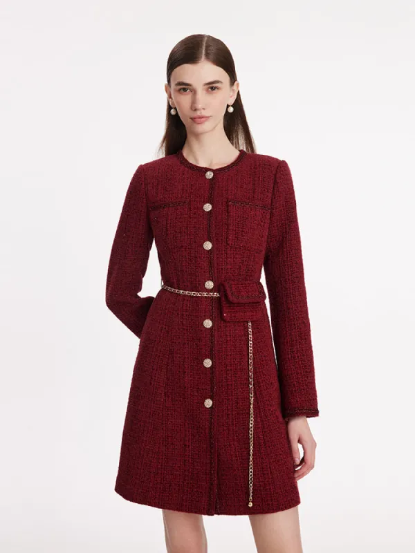 Single-Breasted Tweed Women Coat With Waist Pack sold by Goelia