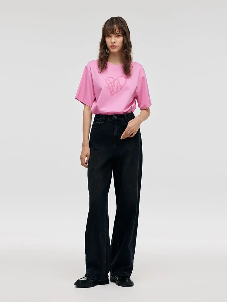 Glitter High-Waisted Straight Women Jeans sold by Goelia product image thumbnail 2