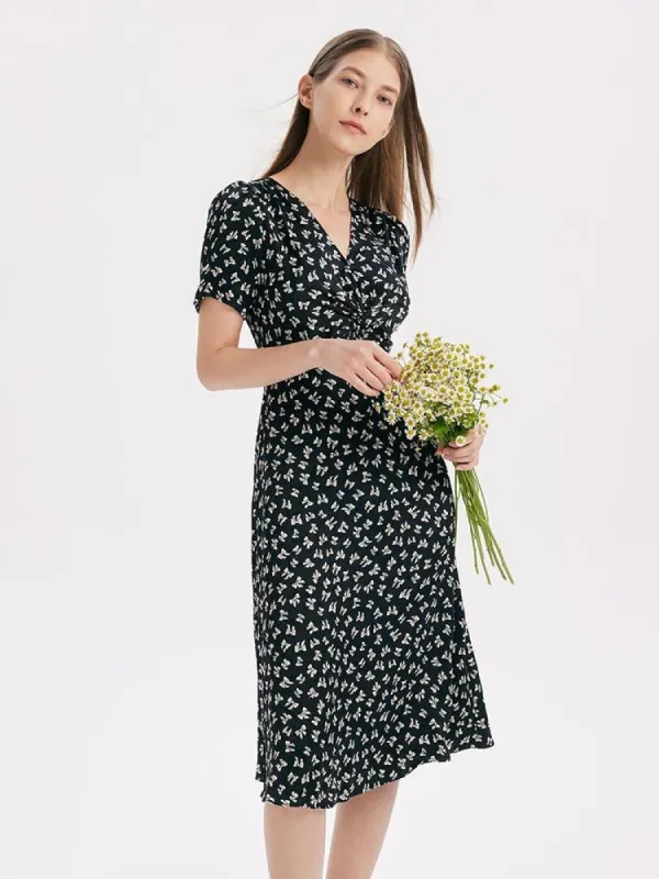 V-Neck Twisted Midi Dress sold by Goelia