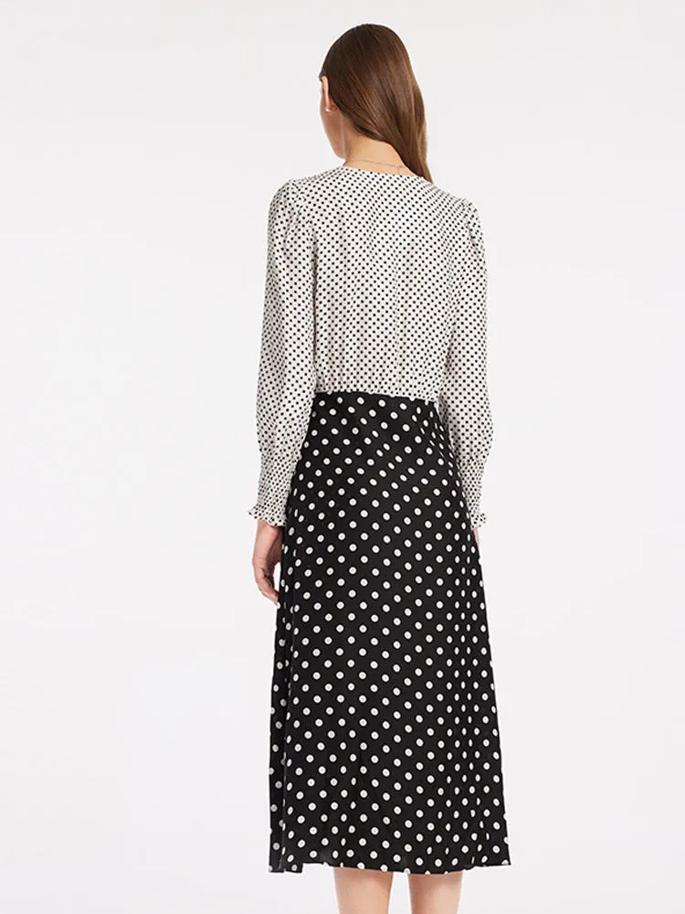 Polka Dots Slim V-Neck Wrap Maxi Dress sold by Goelia product image thumbnail 4