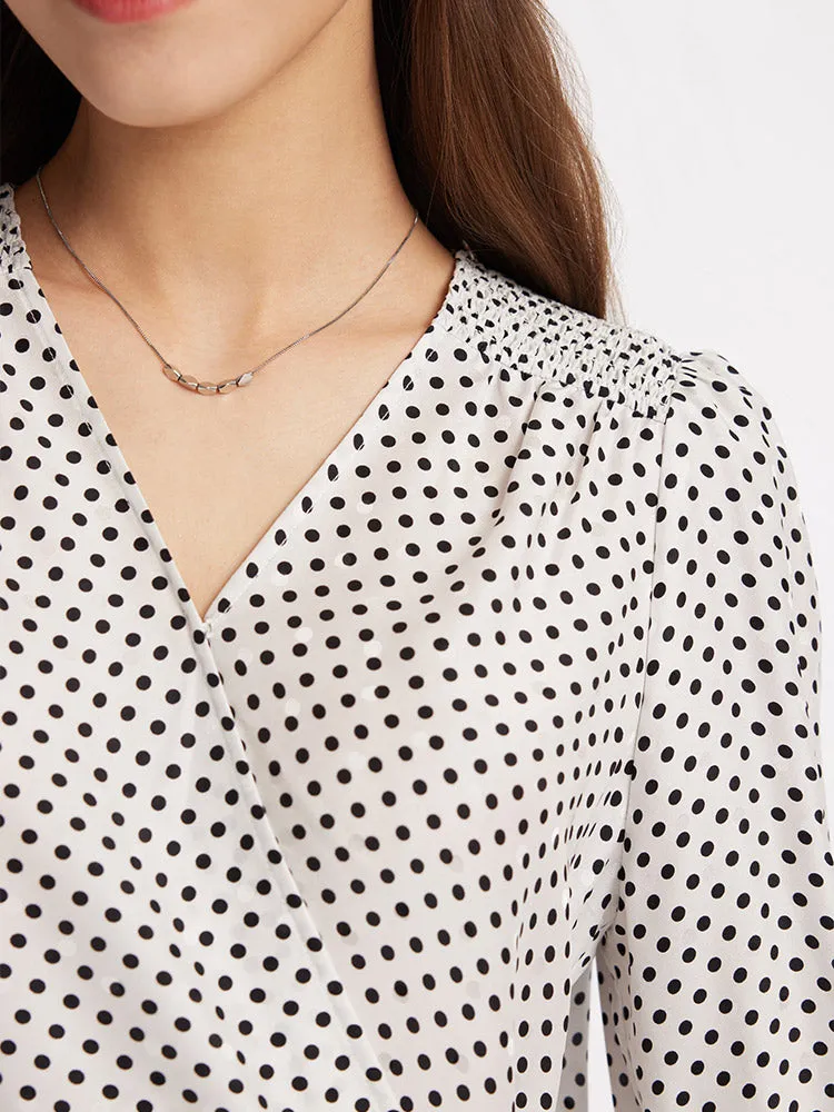 Polka Dots Slim V-Neck Wrap Maxi Dress sold by Goelia product image thumbnail 5