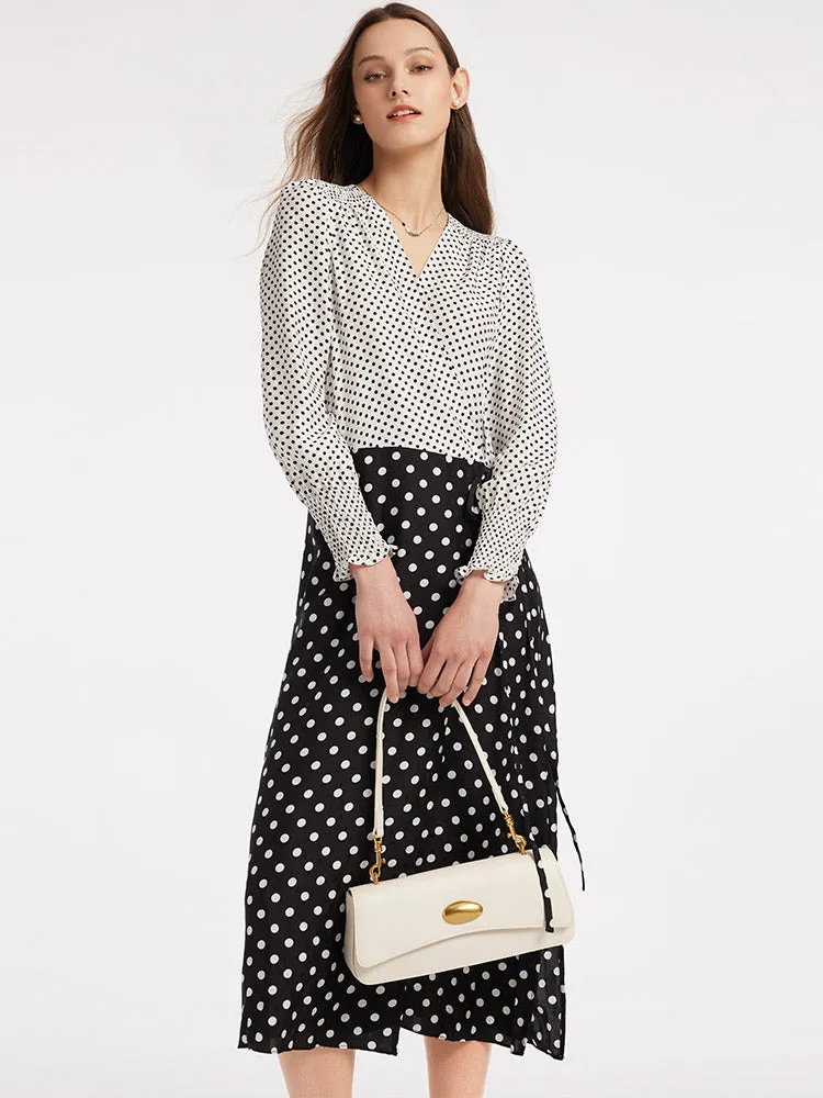 Polka Dots Slim V-Neck Wrap Maxi Dress sold by Goelia product image thumbnail 3