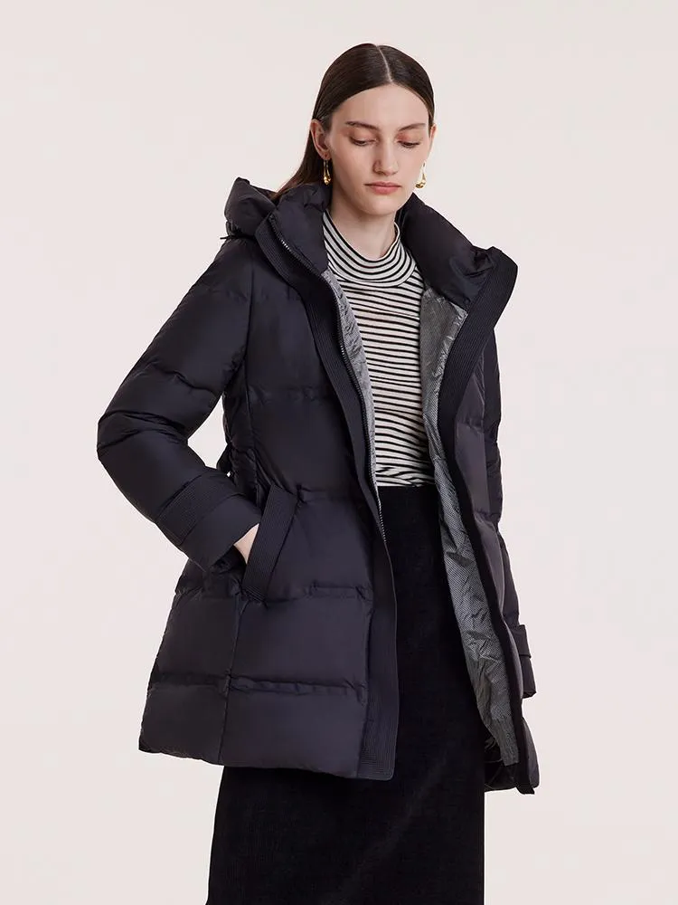 Hooded Mid-Length Goose Down Garment With Belt sold by Goelia product image thumbnail 5