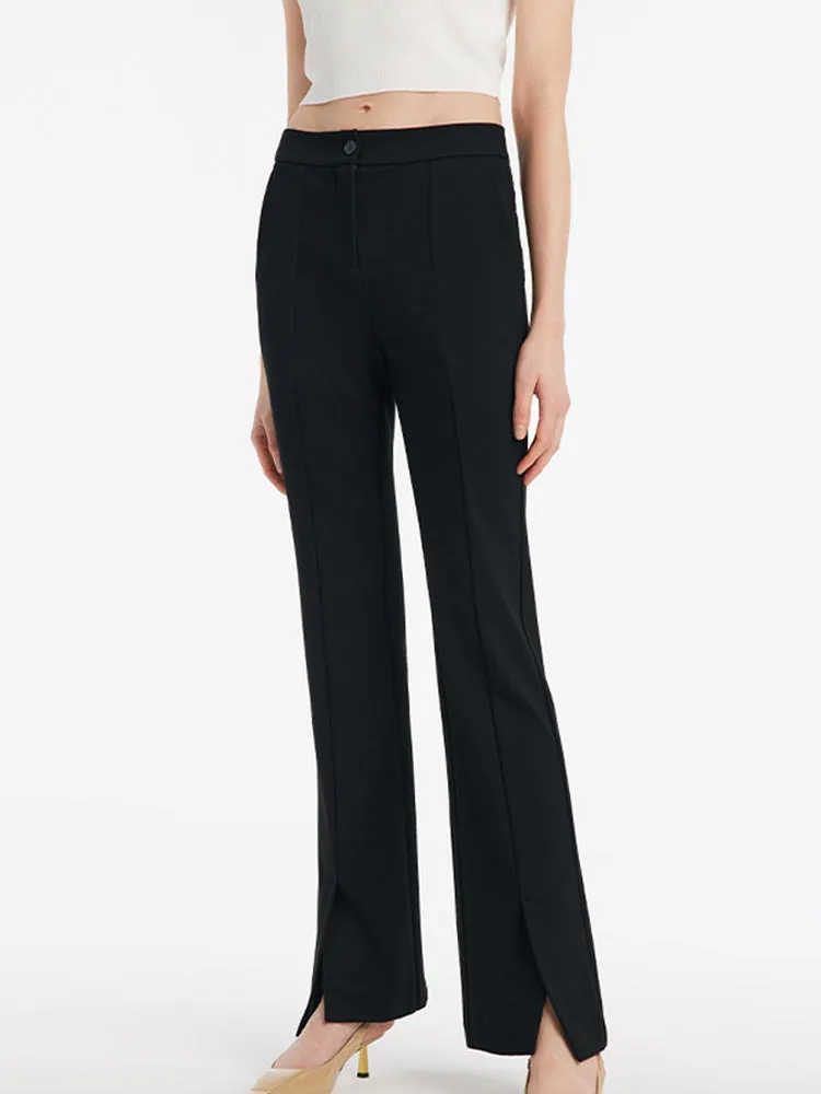 Mid-Rise Slit Micro-Flared Women Pants sold by Goelia