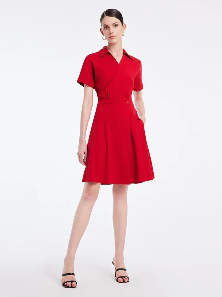 Shirt-style V-neck Gathered Waist Mini Dress sold by Goelia product image thumbnail 2