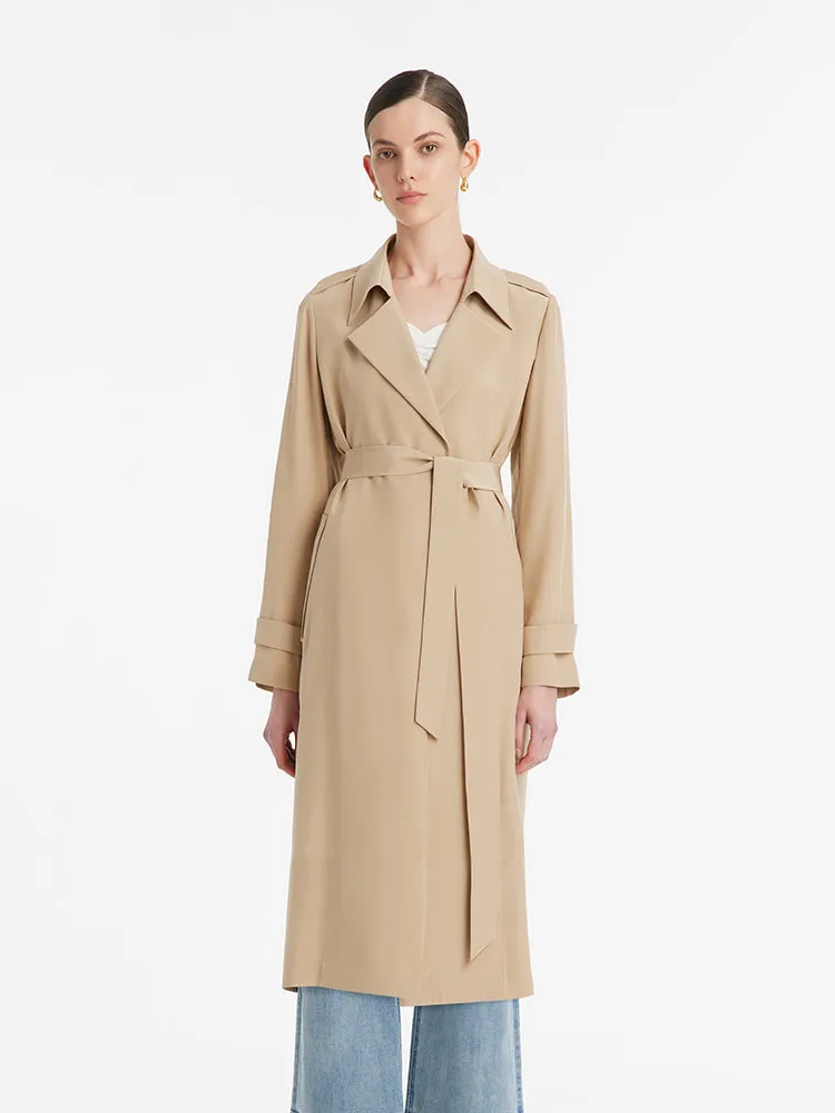 22 Momme Mulberry Silk Wrapped Women Trench Coat With Belt sold by Goelia product image thumbnail 3
