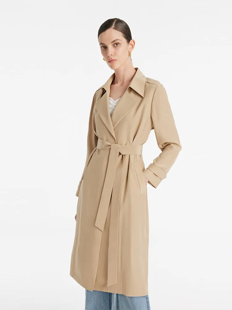 22 Momme Mulberry Silk Wrapped Women Trench Coat With Belt sold by Goelia