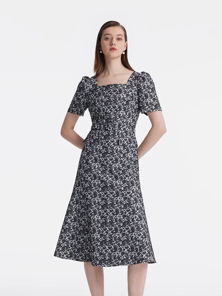 Jacquard Square Neck Women Midi Mermaid Dress sold by Goelia product image thumbnail 2