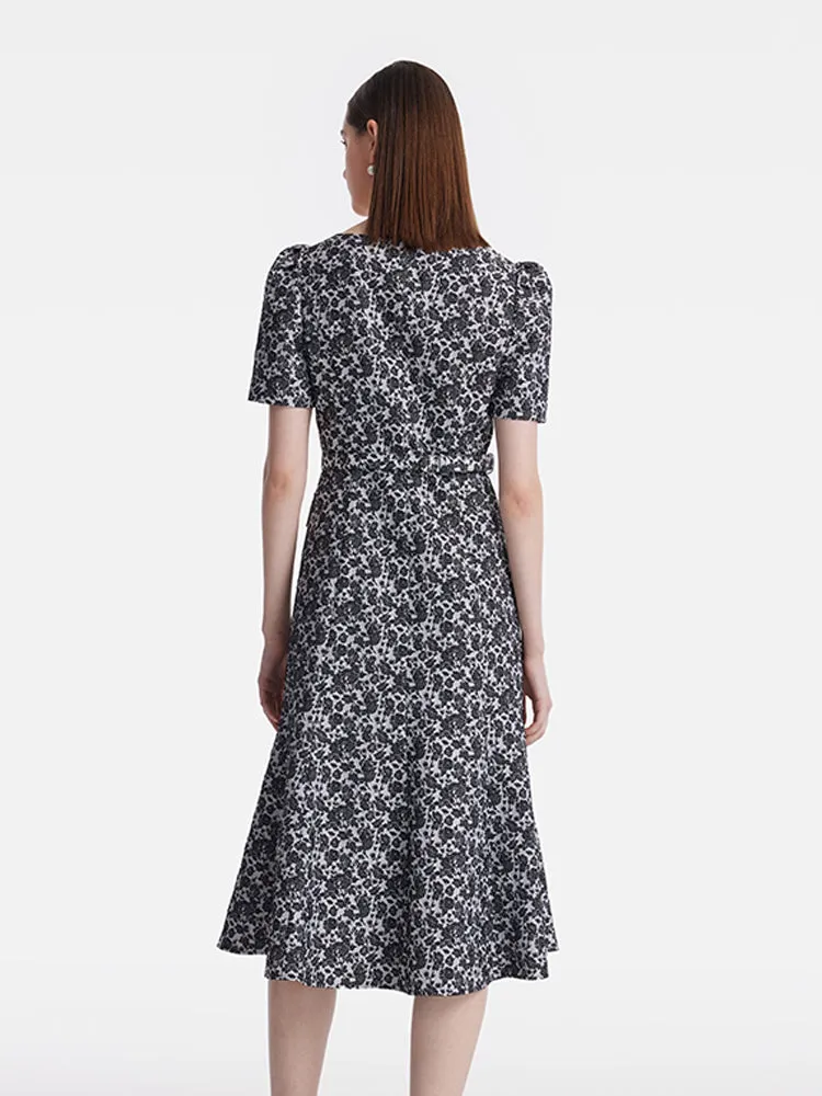 Jacquard Square Neck Women Midi Mermaid Dress sold by Goelia product image thumbnail 5