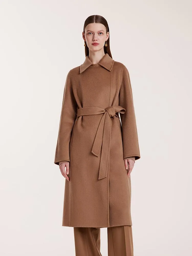 Camel Pure Cashmere Lapel Women Coat sold by Goelia product image thumbnail 3