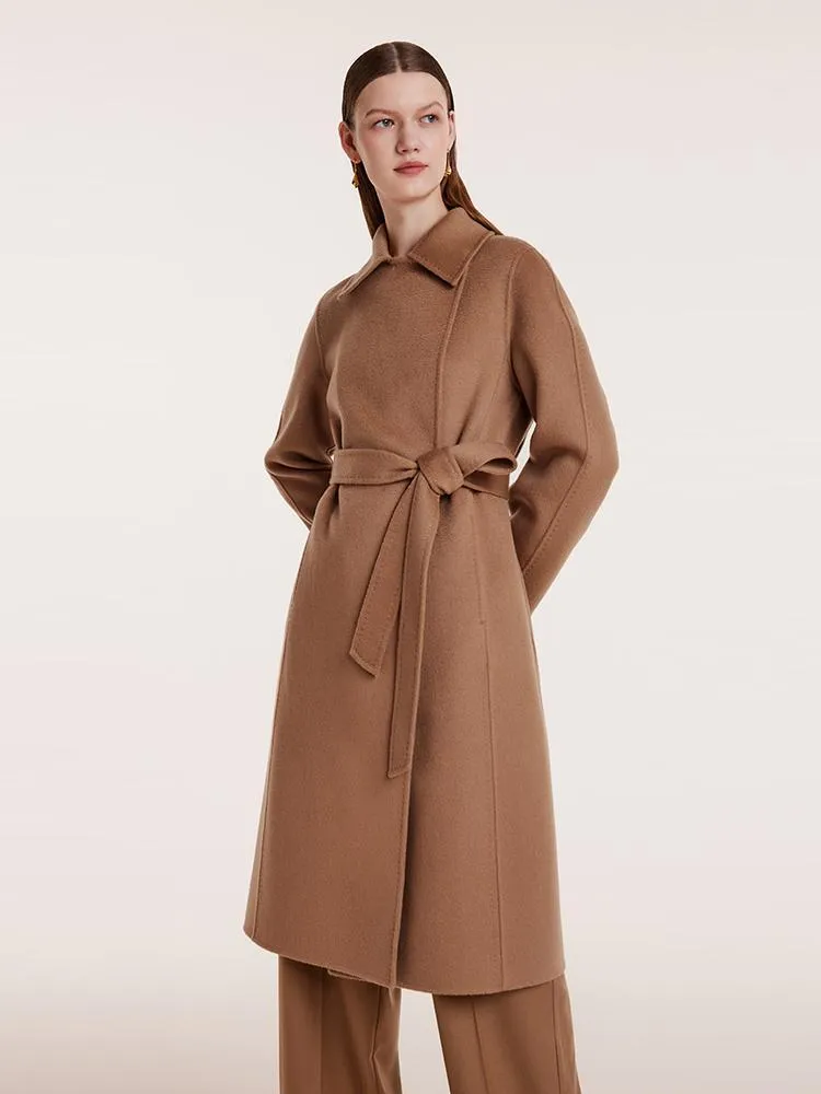 Camel Pure Cashmere Lapel Women Coat sold by Goelia product image thumbnail 4