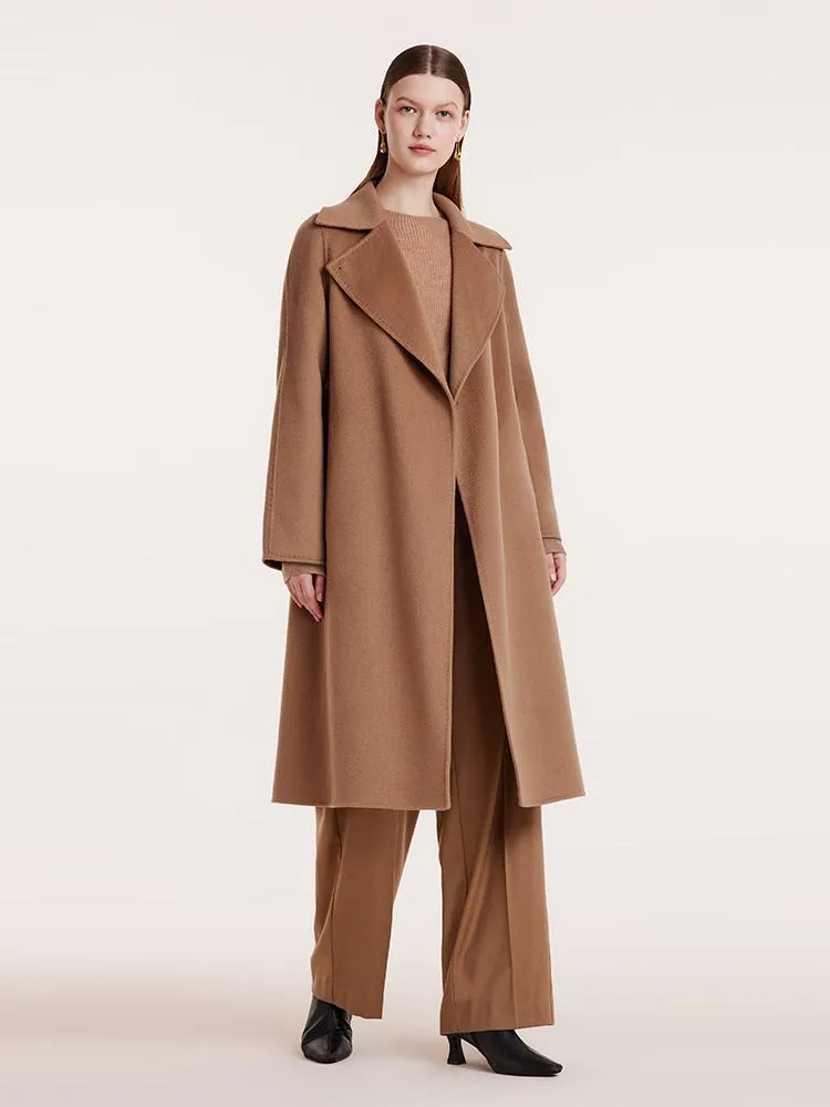 Camel Pure Cashmere Lapel Women Coat sold by Goelia product image thumbnail 2