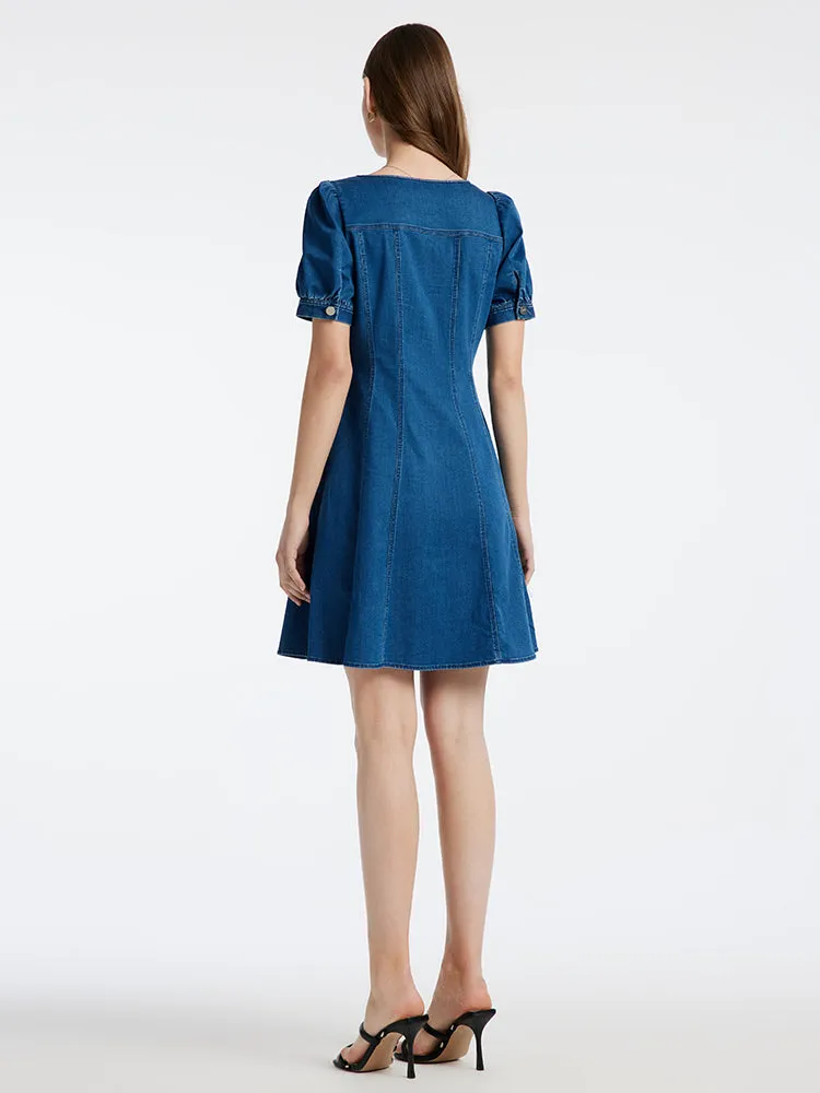 Denim Mini Dress With Removable Bowknot sold by Goelia product image thumbnail 5