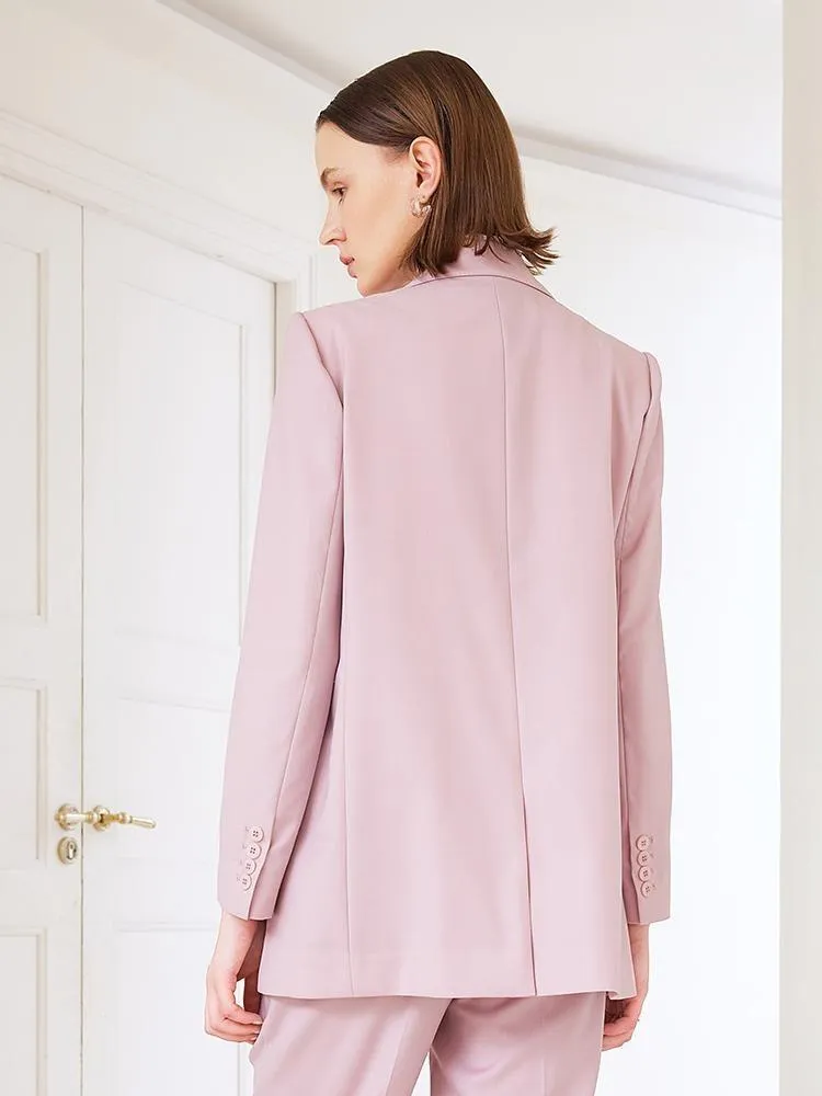 Pink Double-Breasted Worsted Woolen Blazer sold by Goelia product image thumbnail 3