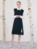 Black Vest Dress And White Women Shirt Dress Two-Piece Set sold by Goelia