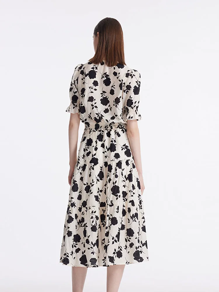 Acetate Rose Print Blouse And Half Skirt Two-Piece Set sold by Goelia product image thumbnail 3