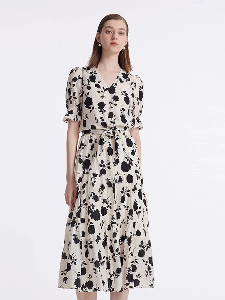 Acetate Rose Print Blouse And Half Skirt Two-Piece Set sold by Goelia product image thumbnail 5