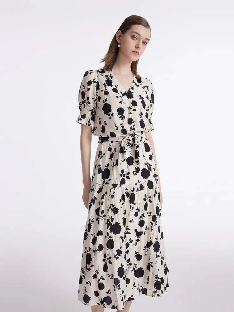 Acetate Rose Print Blouse And Half Skirt Two-Piece Set sold by Goelia product image thumbnail 4