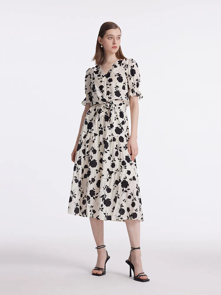 Acetate Rose Print Blouse And Half Skirt Two-Piece Set sold by Goelia product image thumbnail 2