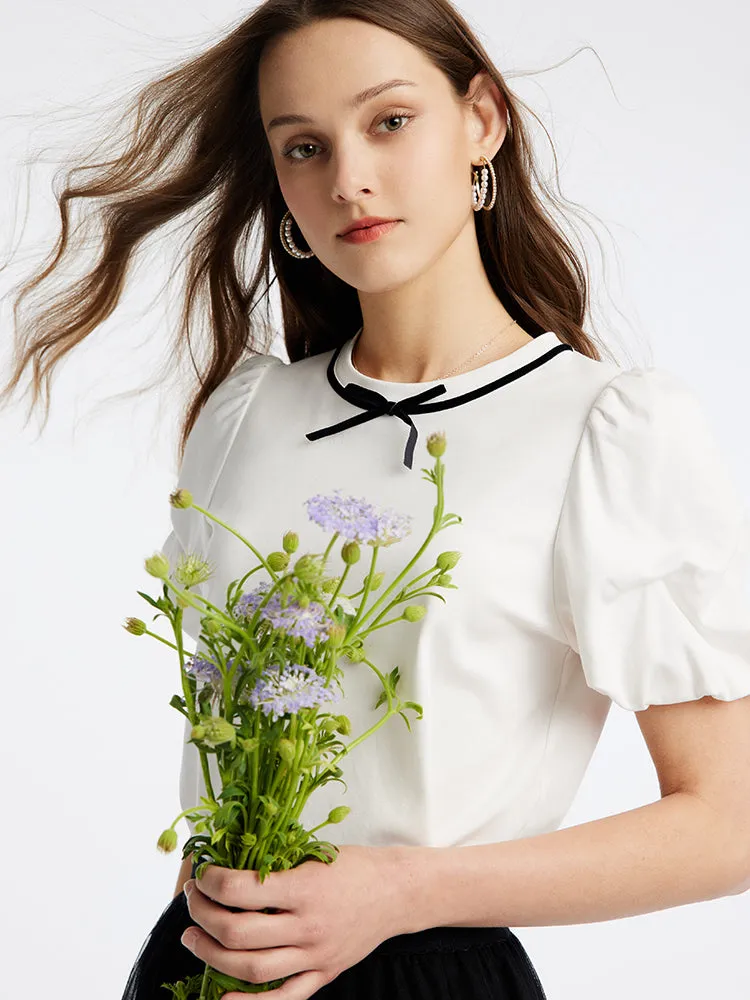 Puff Sleeve T-shirt And Mesh Skirt Two-Piece Set sold by Goelia product image thumbnail 5