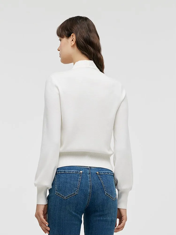 Tencel Wool Bow Tie Neck Women Cardigan sold by Goelia product image thumbnail 3