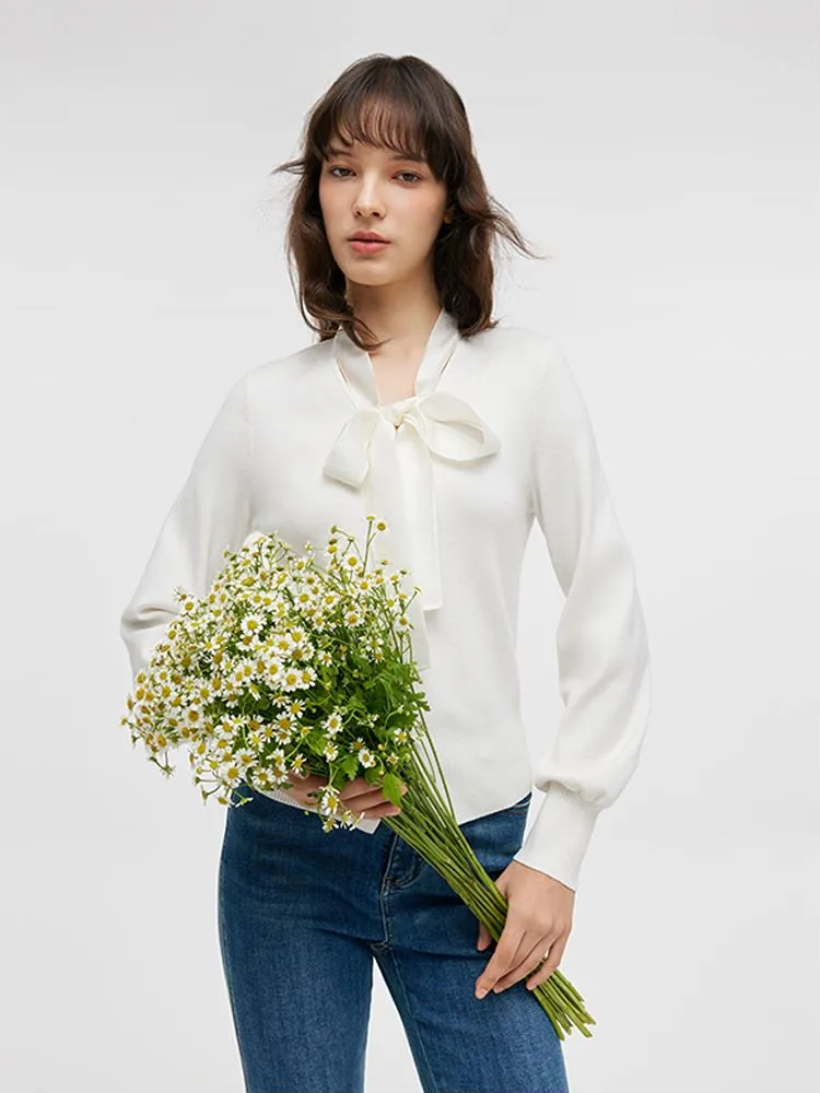 Tencel Wool Bow Tie Neck Women Cardigan sold by Goelia product image thumbnail 5