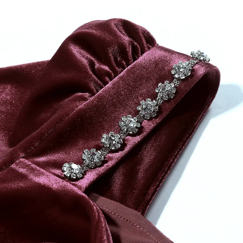 Red Velvet Twisted Midi Dress sold by Goelia product image thumbnail 5