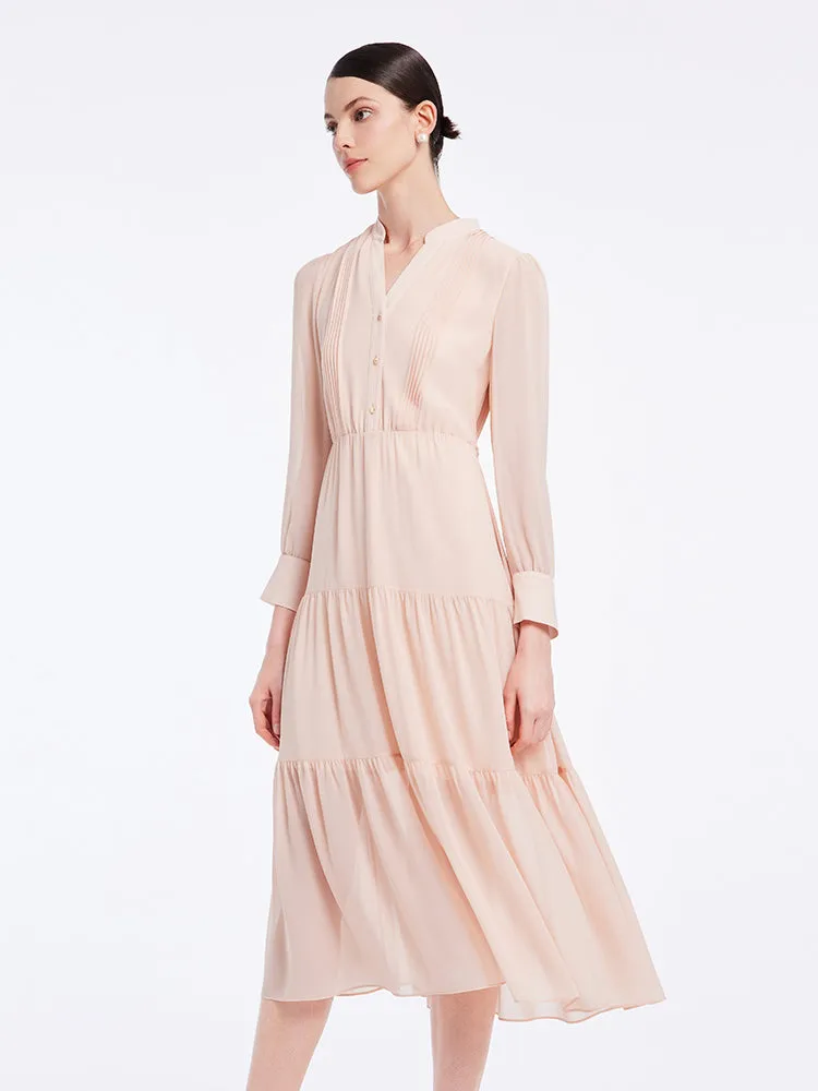 V-Neck Chiffon Ruffled Midi Dress sold by Goelia product image thumbnail 5