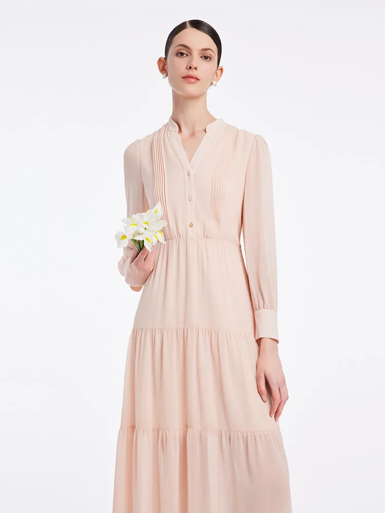 V-Neck Chiffon Ruffled Midi Dress sold by Goelia product image thumbnail 4