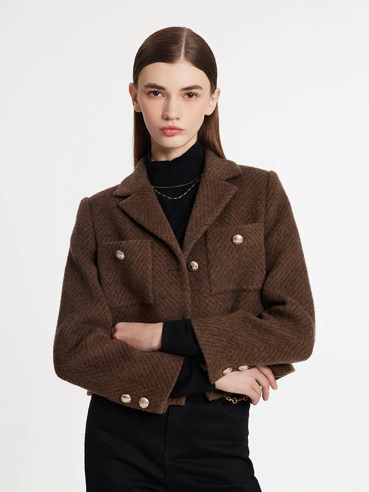 Single-Breasted Notched Lapel Women Crop Jacket sold by Goelia product image thumbnail 4