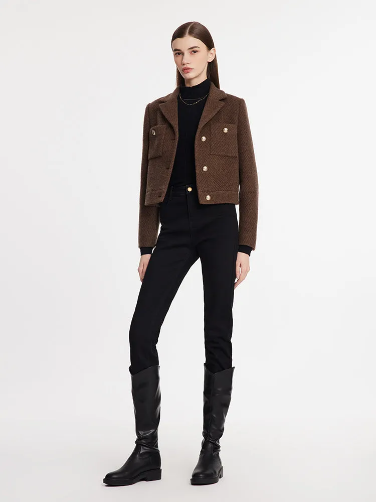Single-Breasted Notched Lapel Women Crop Jacket sold by Goelia product image thumbnail 2