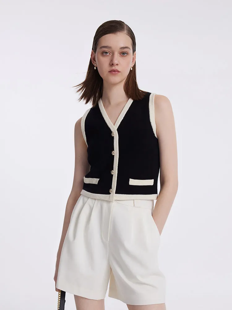 Knit Striped V-Neck Vest Cardigan sold by Goelia product image thumbnail 3