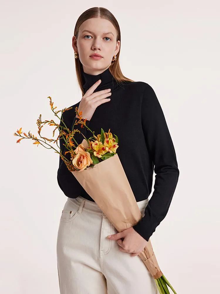 Machine Washable Wool Seamless Turtleneck Women Sweater sold by Goelia product image thumbnail 4